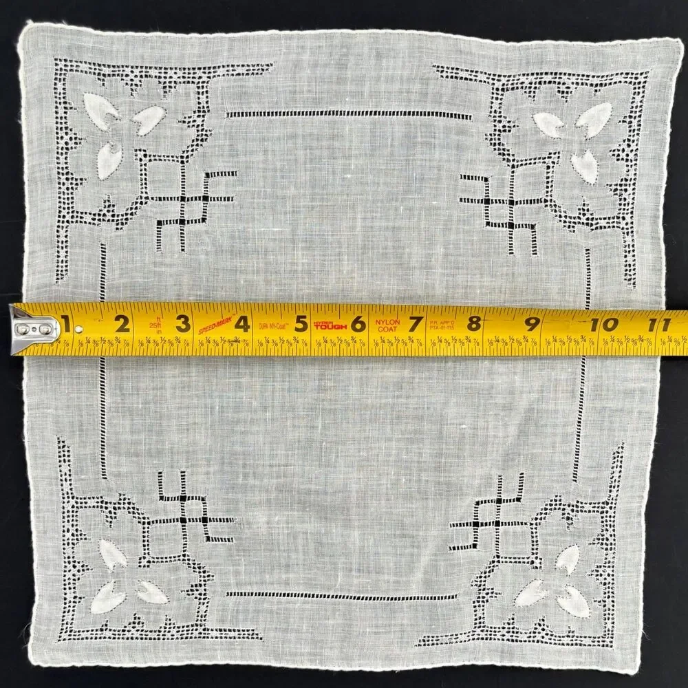 Vintage Linen Drawnwork Wedding Handkerchief Bride Embroidery Cottagecore Granny